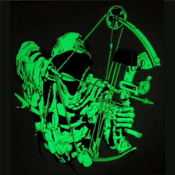 Grim Reaper Hunter Deer Bow Arrow Cam Car Truck Laptop Glow Vinyl Decal Sticker - Picture 1 of 3